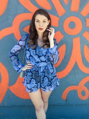 The Vogue Voyager - blue romper for spring. Looking for the perfect look for spring? Check out this ensemble featuring a blue romper. It&#039;s bright and can be dressed up or down for any spring occasion!